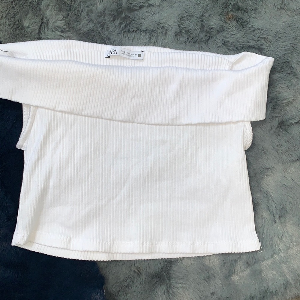 Zara white off shoulder crop top